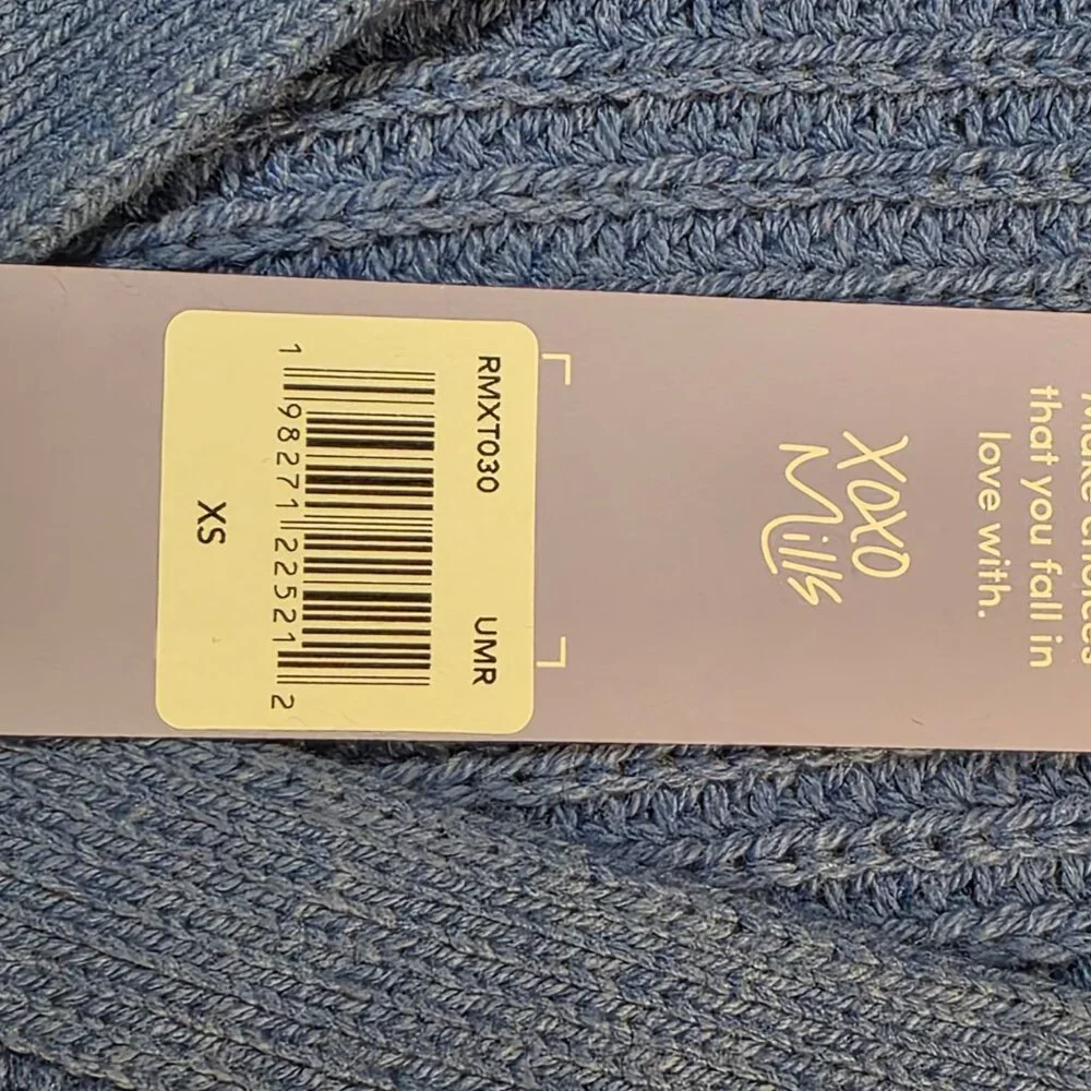 FLORENCE BY MILLS Blue Bright Side Cropped Knit Cardigan Sweater V-Neck XS NWT - Picture 4 of 7